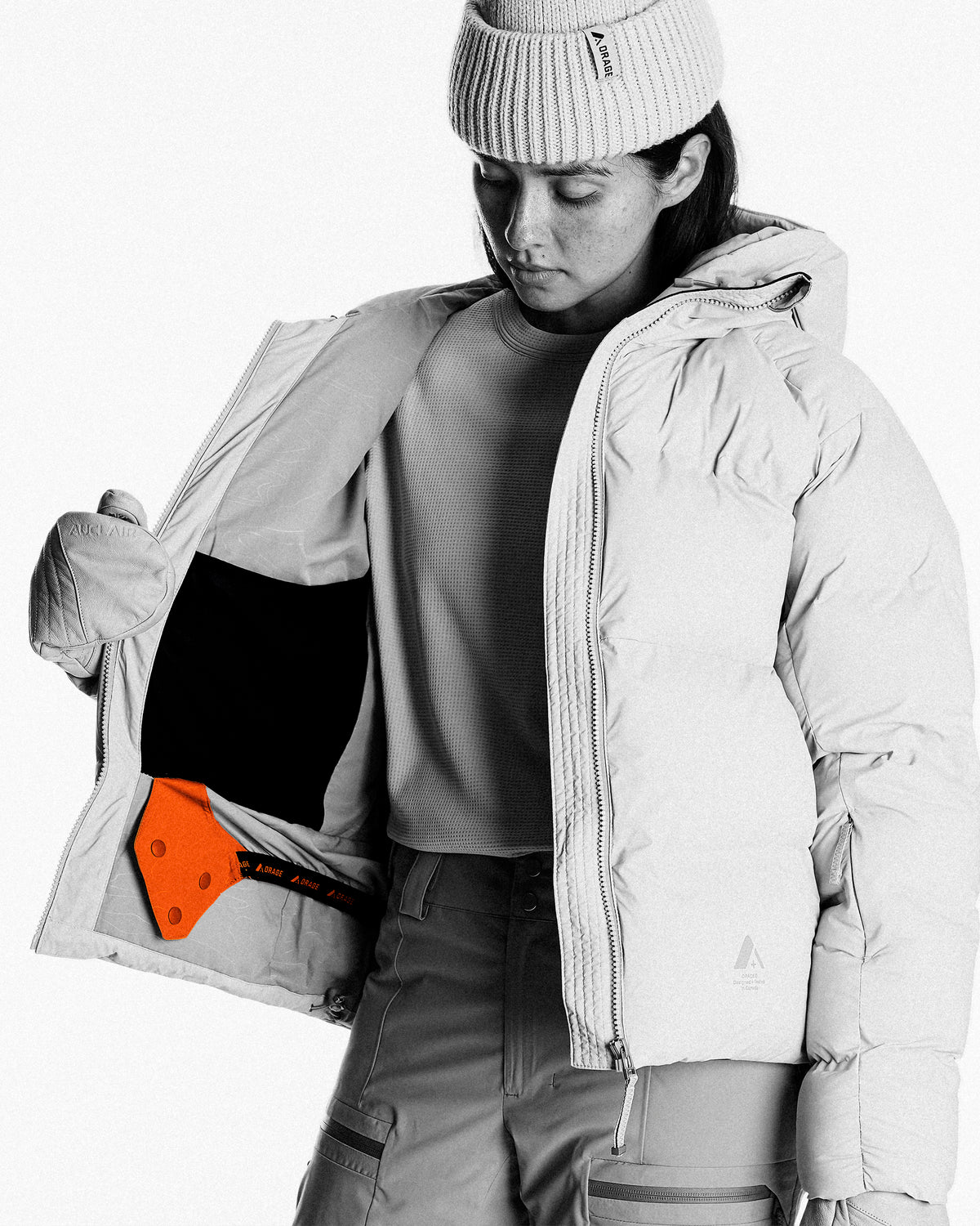 Integrated powder skirt to help keep snow out